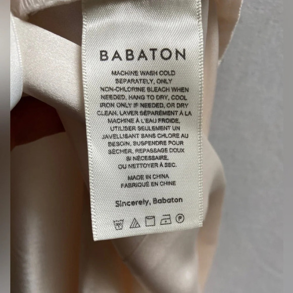 ARITZIA TEN BY BABATON GLISTEN RUCHED SKIRT PEARLY WHITE SATIN SZ 6 - Picture 5 of 8